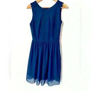 LOVE Royal Blue Cinched Waist Flowy Party Dress Holiday Event S/M